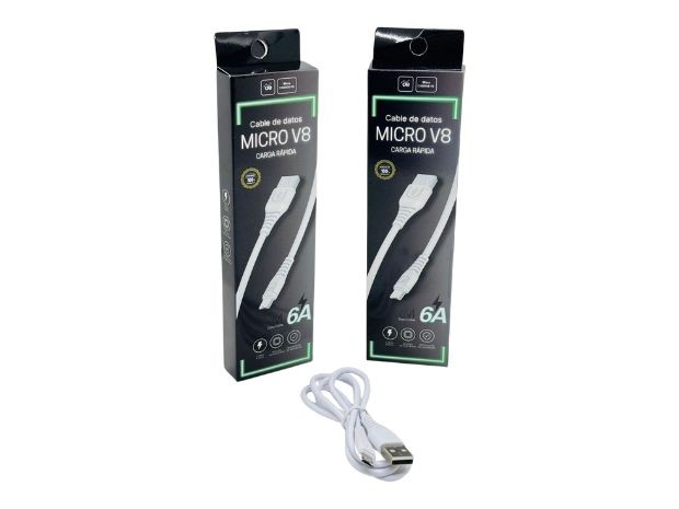 &u++ CABLE CARGADOR TIPO V8 6A CAJA NEGRA